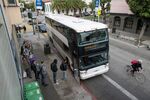 Google employees board a bus in San Francisco to the company's campus in Mountain View, Calif.