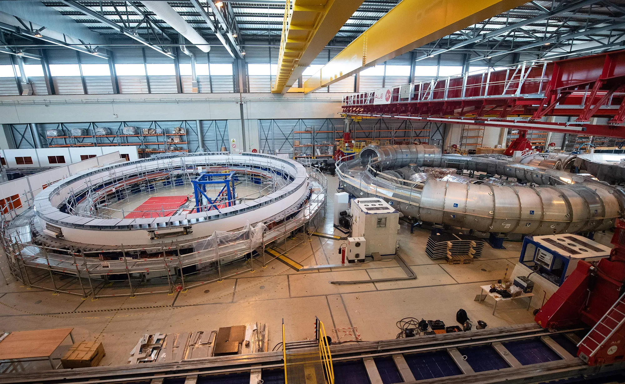 Construction of poloidal field coils which will be part of the magnetic system that will contribute to confine and model plasma during the launch of the assembly stage of nuclear fusion machine of the ITER&nbsp;in Saint-Paul-les-Durance,&nbsp; France, on July 28, 2020.
