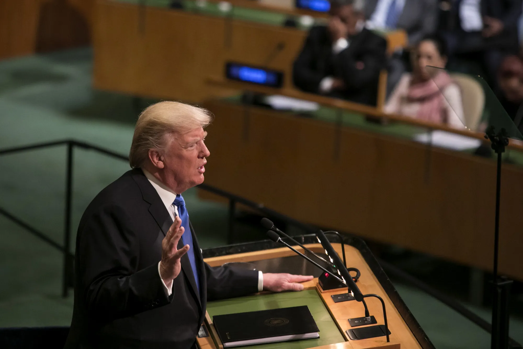 U.S. President Donald Trump speaks during the UN General Assembly meeting in New York.