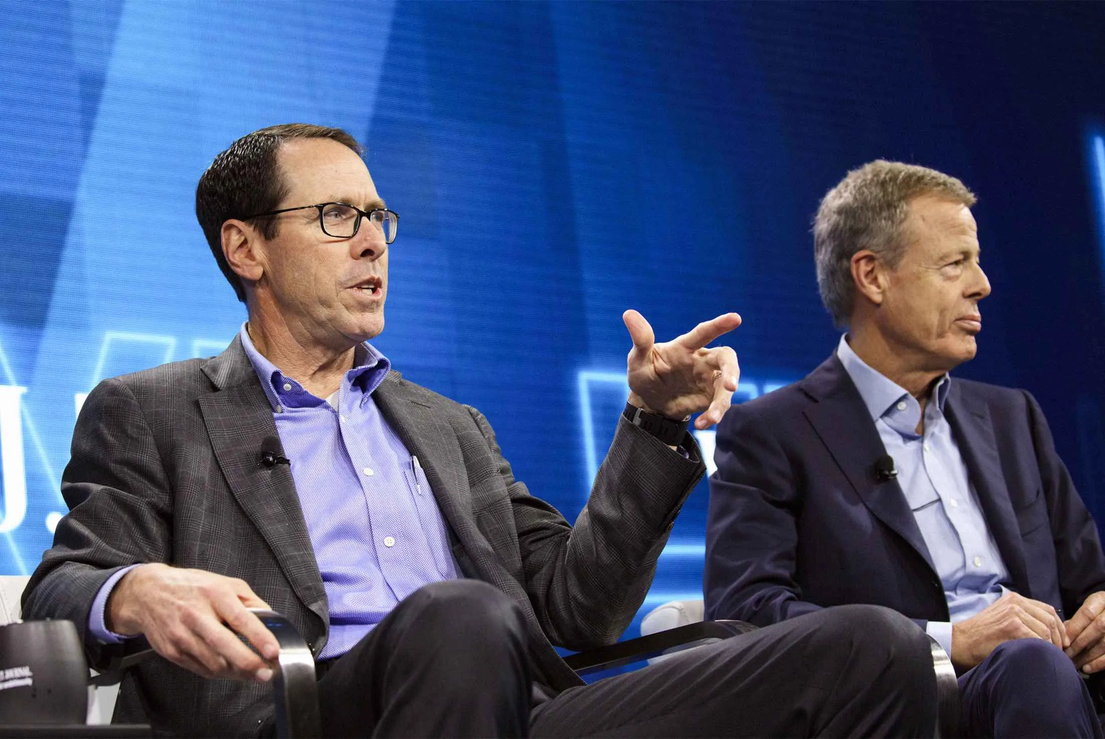 Randall Stephenson, chief executive officer of AT&amp;T Inc., and Jeffrey Bewkes, CEO of Time Warner Inc.