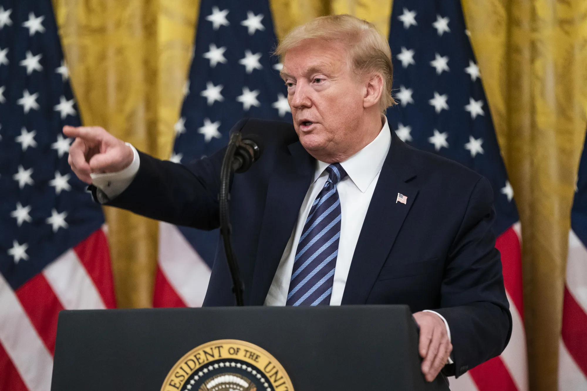 Donald Trump speaks during an event in Washington, D.C., U.S., on April 30.