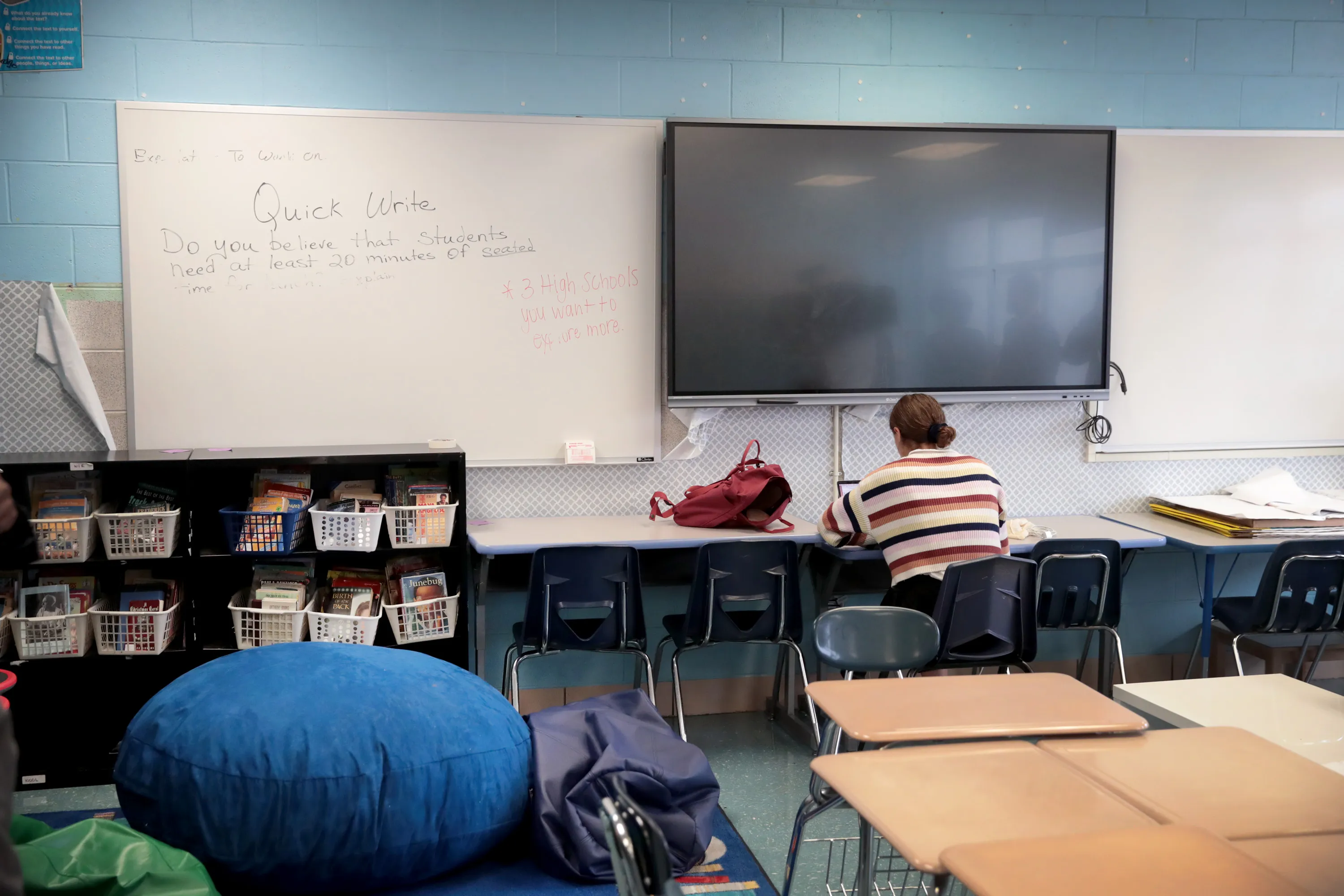 A teacher at an elementary school&nbsp;in Chicago.