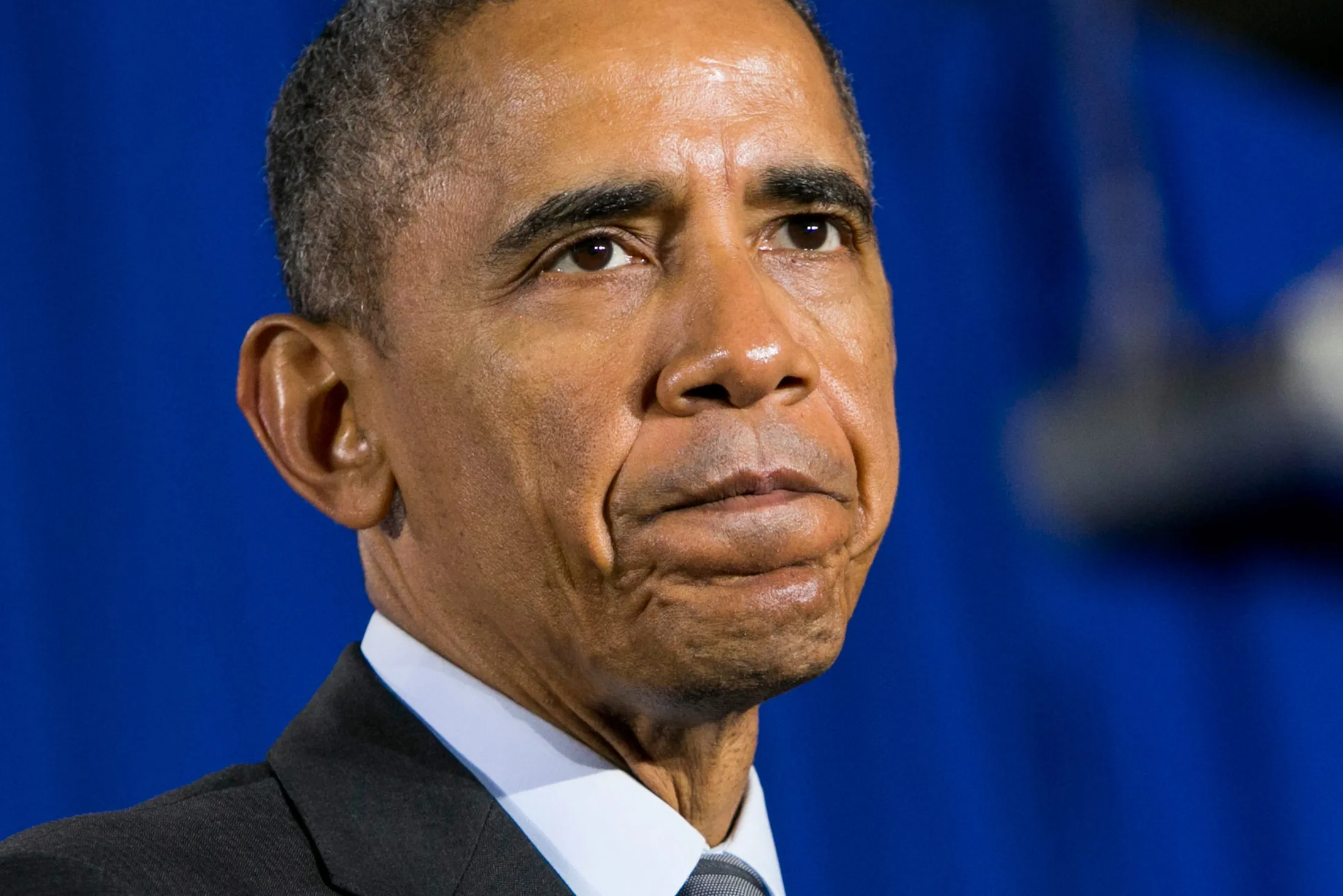 U.S. President Barack Obama pauses while delivering remarks on his Fiscal Year 2016 Budget at the Department of Homeland Security (DHS) in Washington, D.C., U.S., on Feb. 2, 2015.
