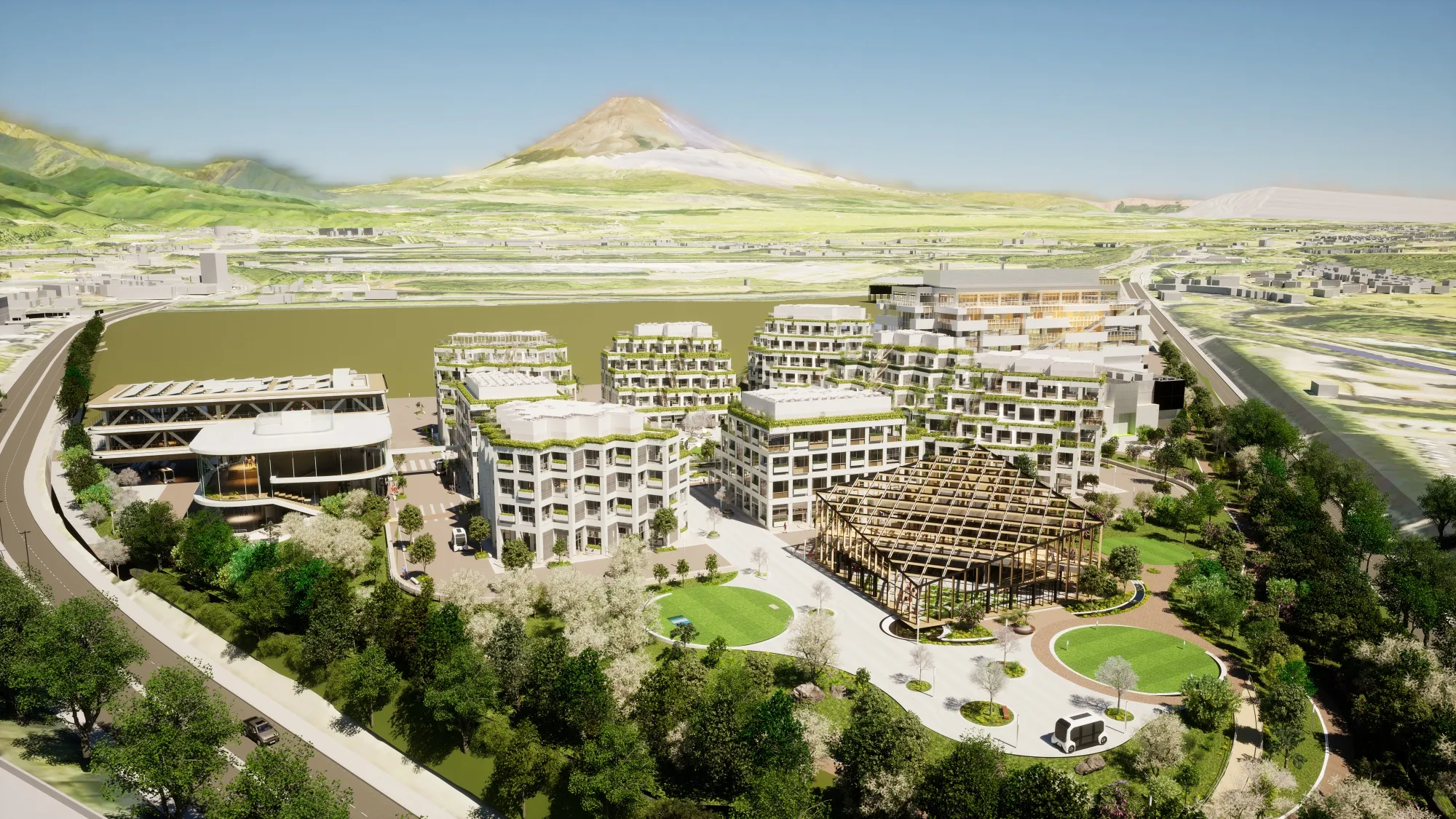 A rendering of Woven City in Japan.
