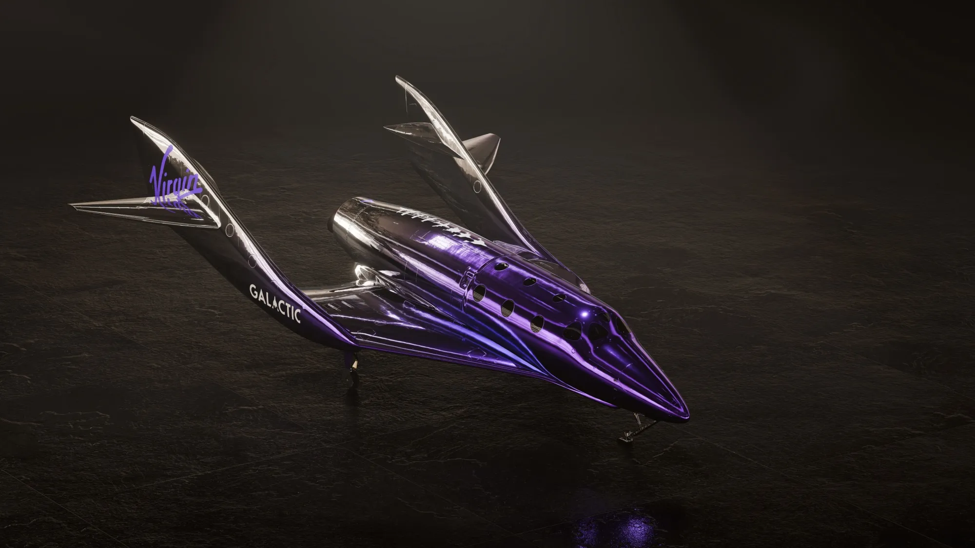 A rendering of a Virgin Galactic Delta spaceship.