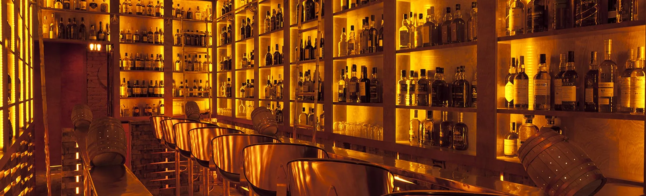 Missing: the Blanton whiskey stoppers that decorate the bathroom at New York’s Copper &amp; Oak.
