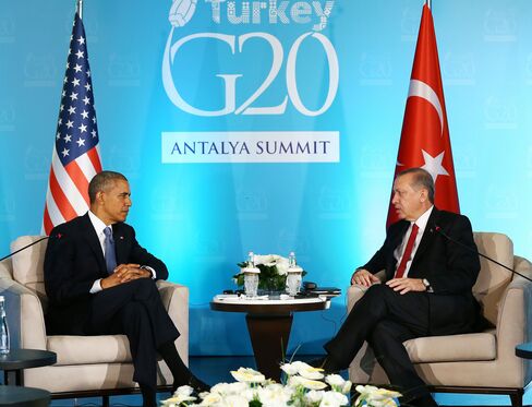 Recep Tayyip Erdogan meets with Barack Obama during the G20 Summit