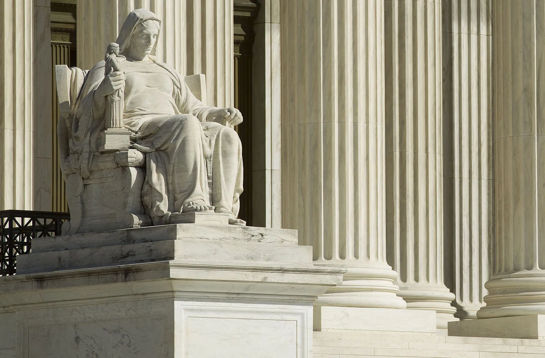 The "Contemplation of Justice" statue sits in front of the Supreme Court building in Washington, D.C.
