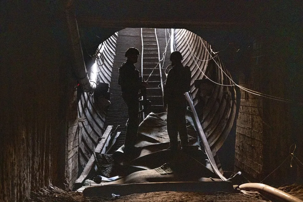 In this photo taken during a controlled tour with the Israeli Military, IDF soldiers exit a tunnel built by Hamas in Northern Gaza&nbsp;on Jan. 7.