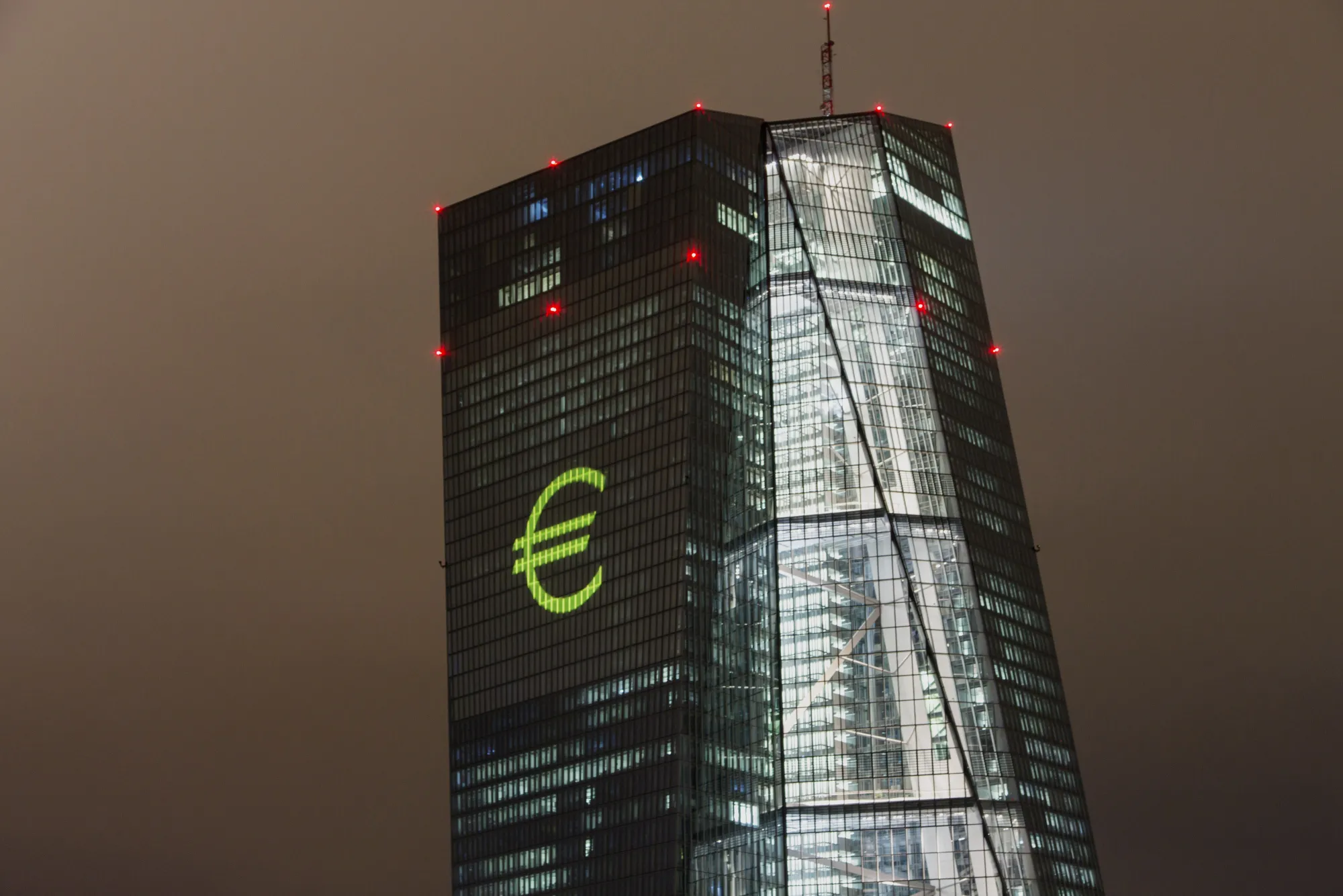 The European Central Bank's Headquarters Illuminated During Luminale Light Festival