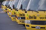 School buses are&nbsp;parked outside a school in Dubai.&nbsp;