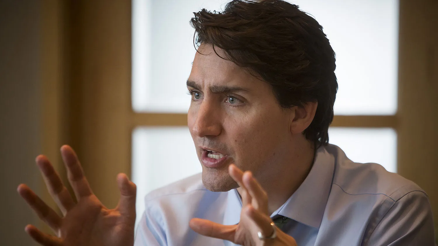 Justin Trudeau, Canada's prime minister, speaks during an interview in Vancouver, British Columbia, Canada, on March 2, 2016.
