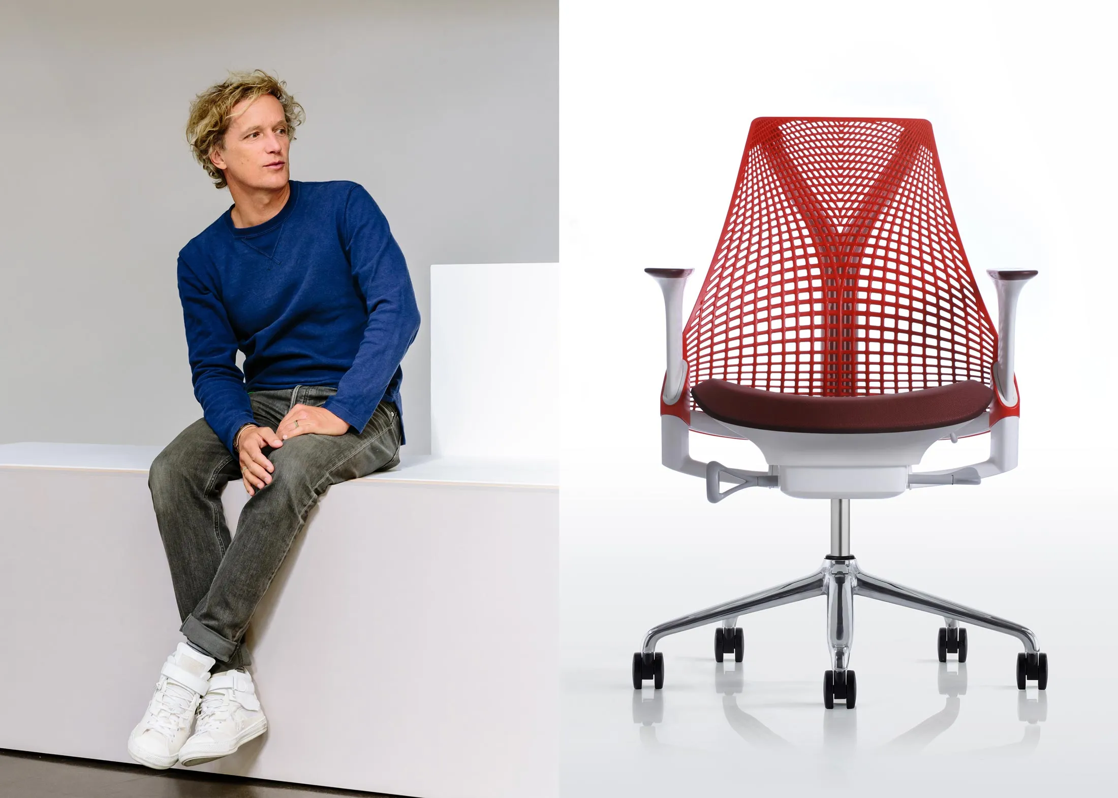 Yves Béhar and the Sayl chair he designed for Herman Miller.