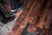 Flat bars of copper in Mumbai, India.