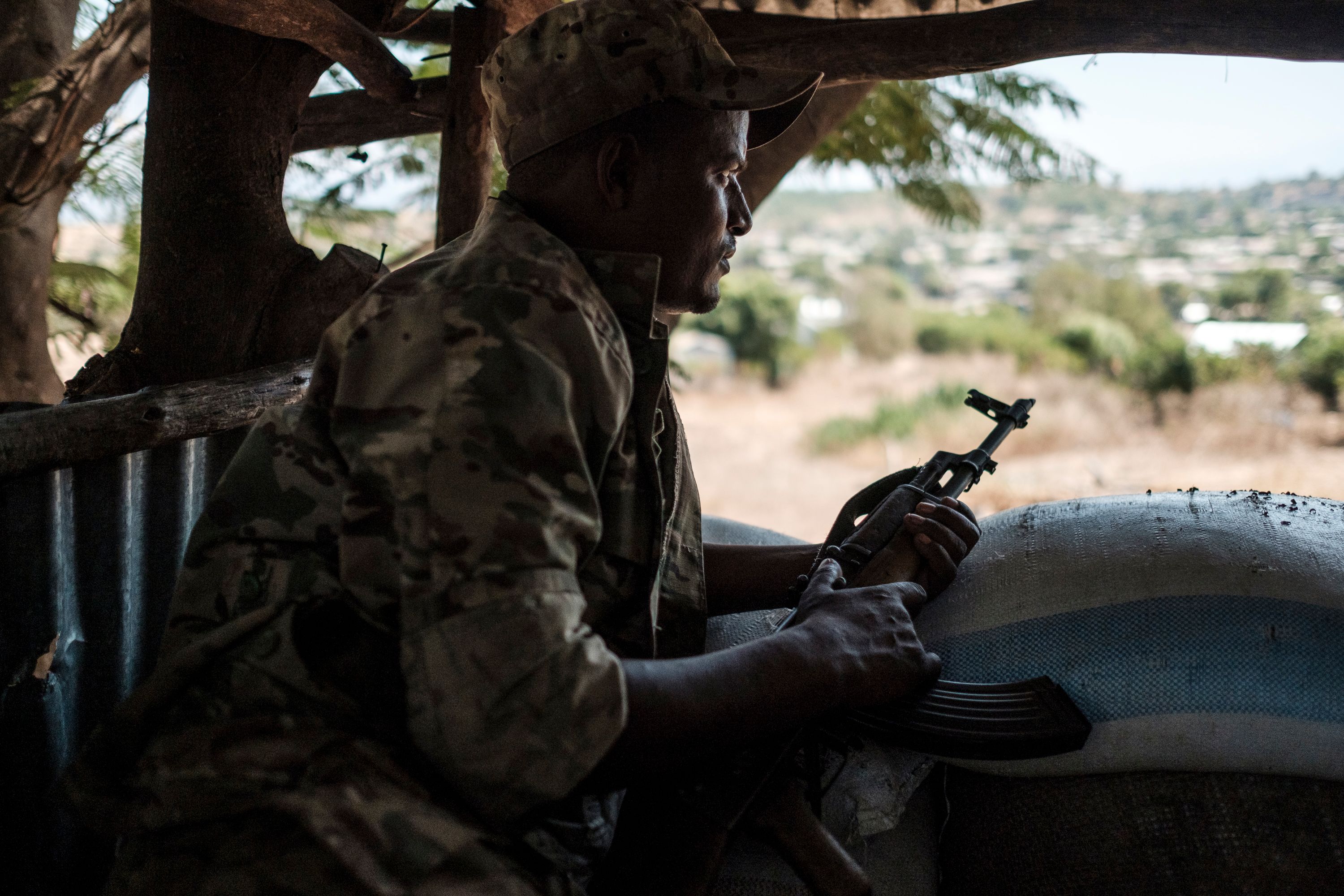 A soldier allied to Ethiopian National Defense Forces in Dansha, Ethiopia, on Nov. 25.