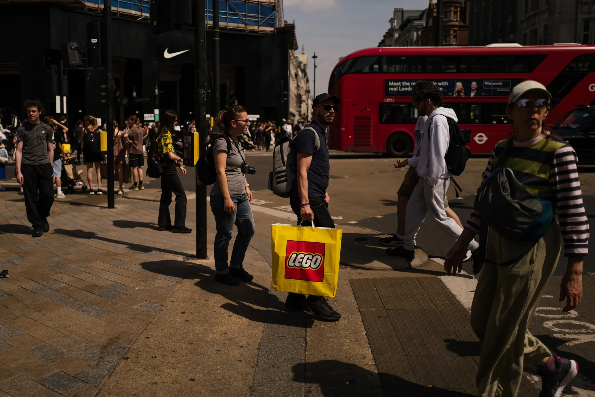 Shoppers on Oxford Circus in central London.