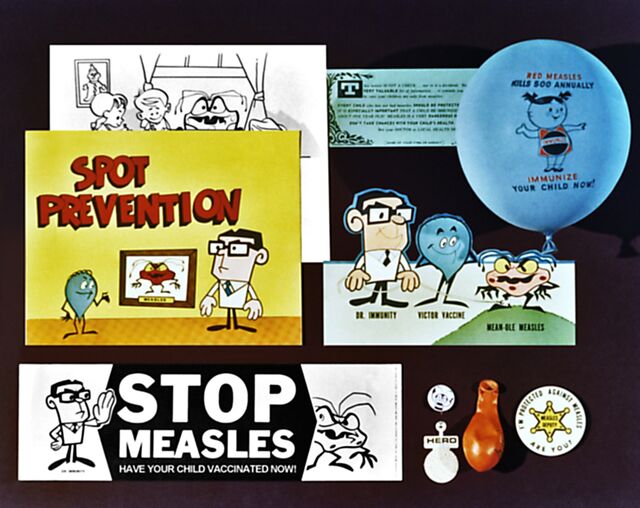 Measles vaccination promotional material from the US Centers for Disease Control in 1960.