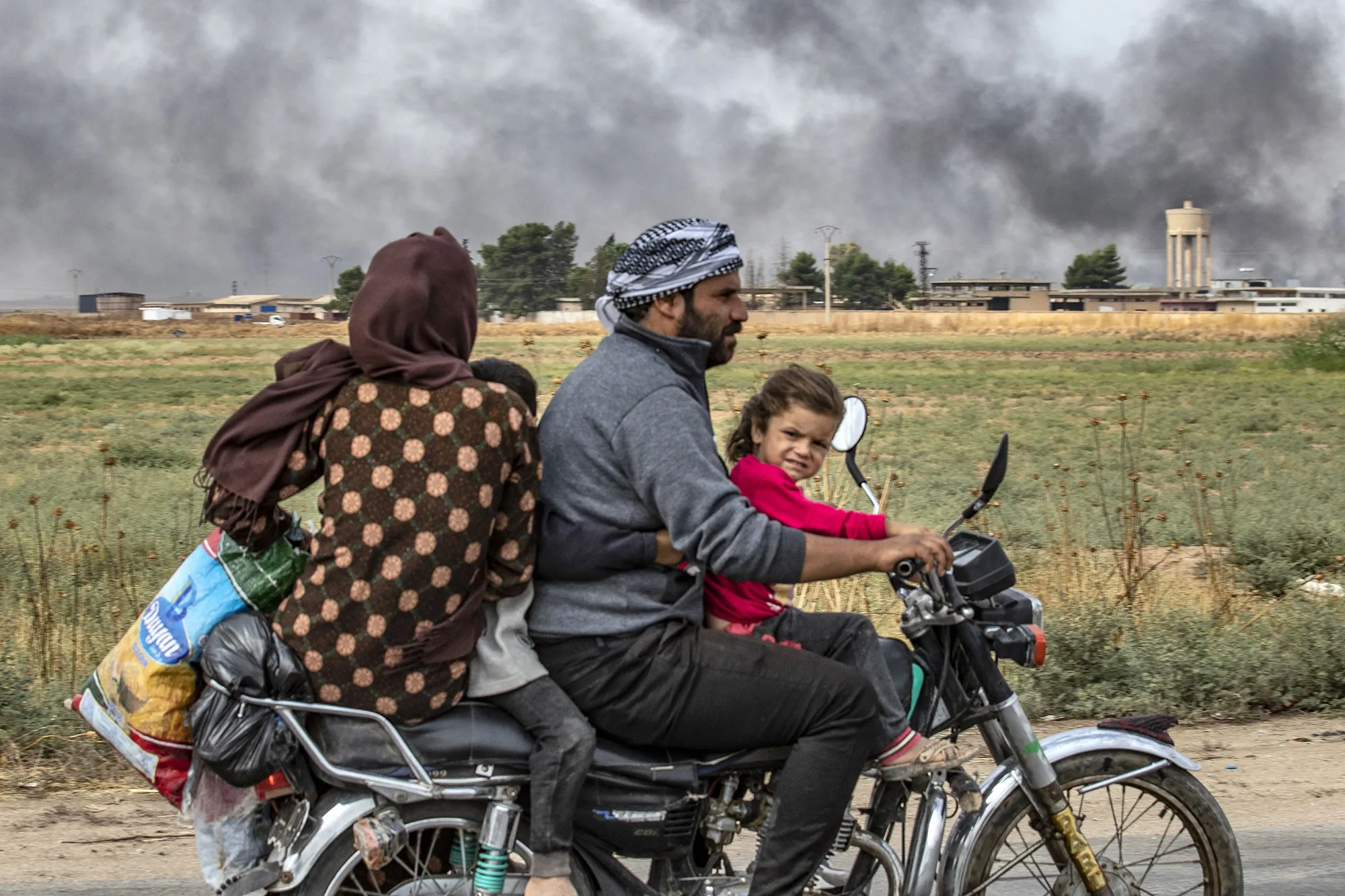 Syrians flee&nbsp;Ras al-Ain, Oct. 19.&nbsp;