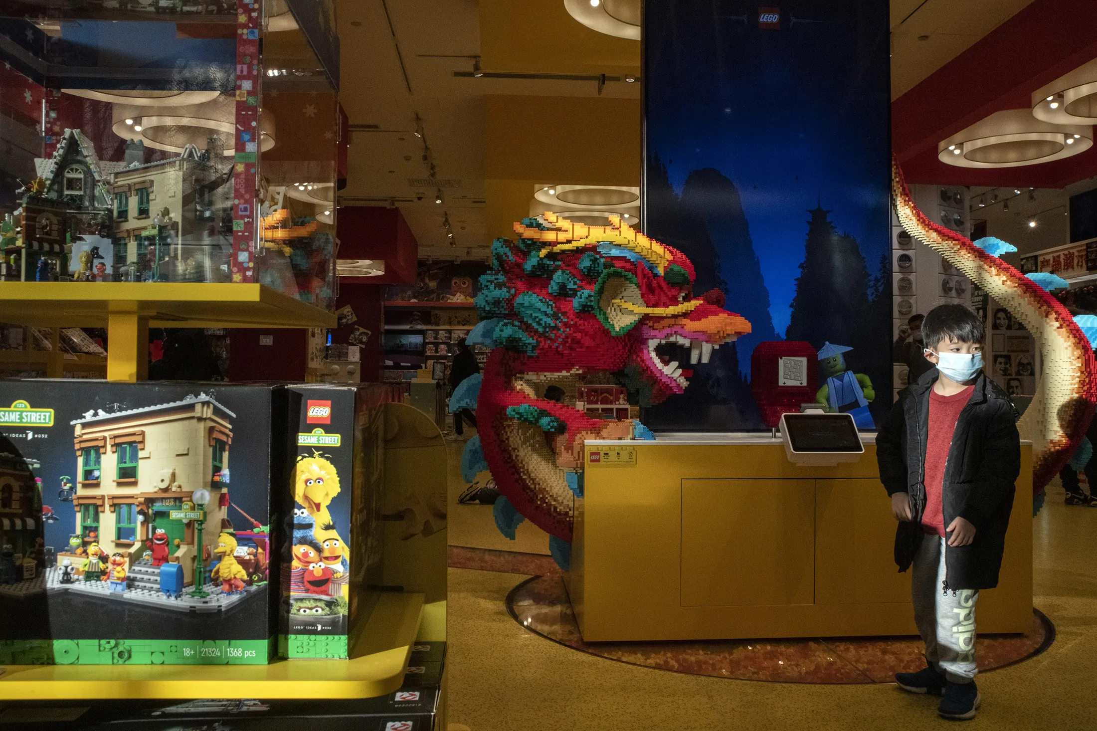Inside the Lego flagship store in Beijing.
