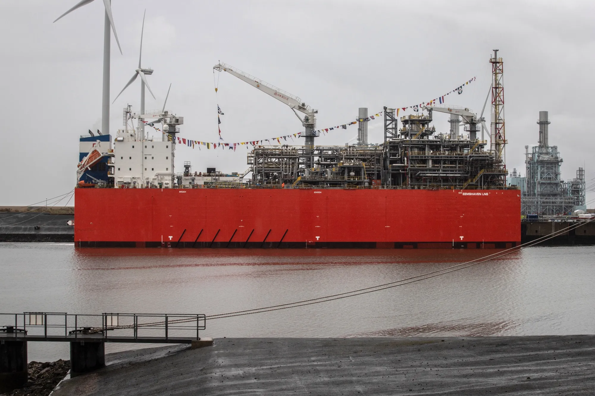 LNG floating storage regasification units&nbsp;at the deepwater port in Eemshaven, Netherlands.