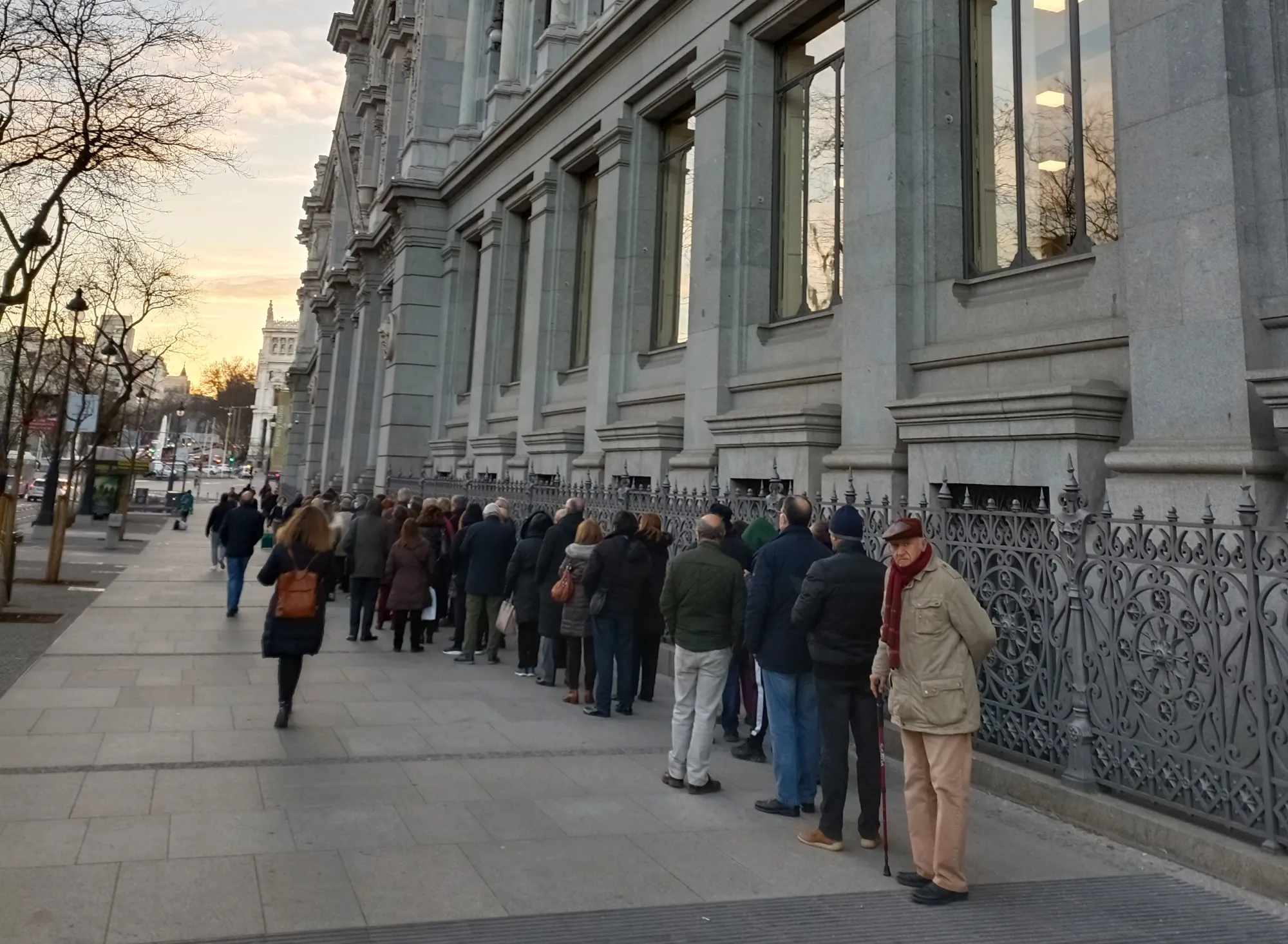 Savers line up at dawn to buy short-term debt at the Bank of Spain, in Madrid, Spain, on Jan. 26.