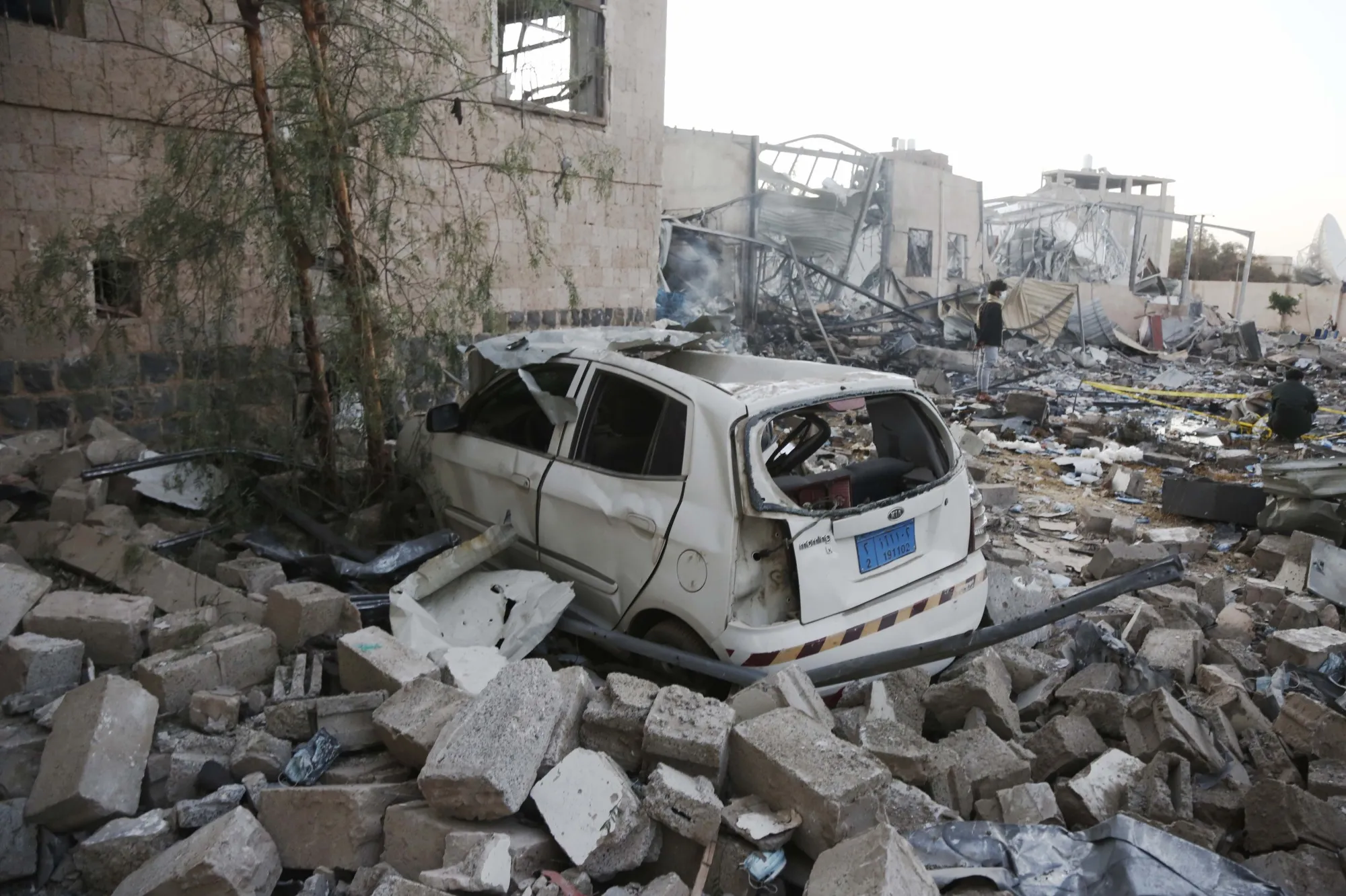 A view of the destroyed al-Jaraf area after the US launched airstrikes in several Yemeni cities in March 2025.