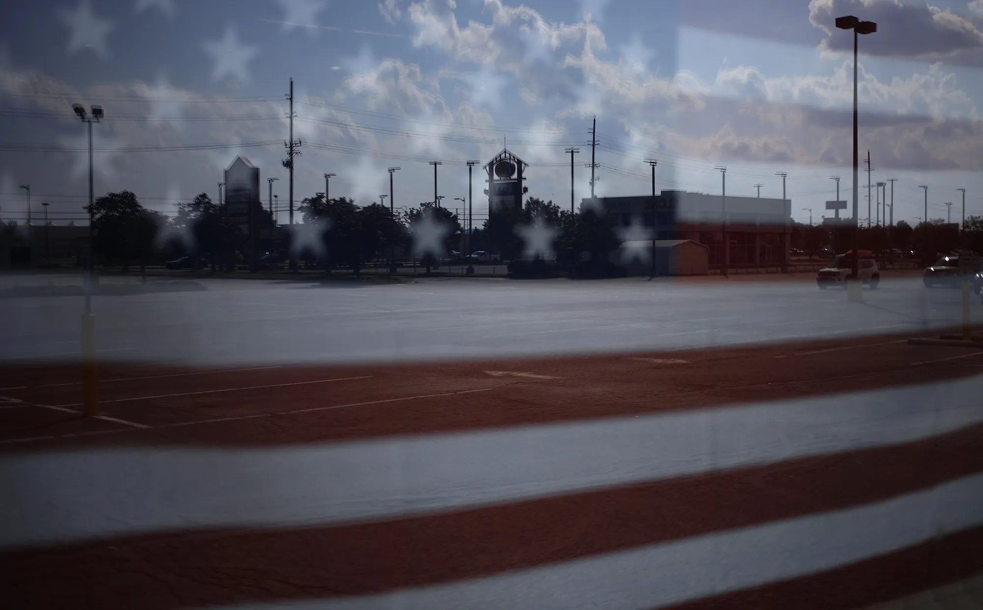 A US flag at an&nbsp;appliance and TV store in Clarksville, Indiana.