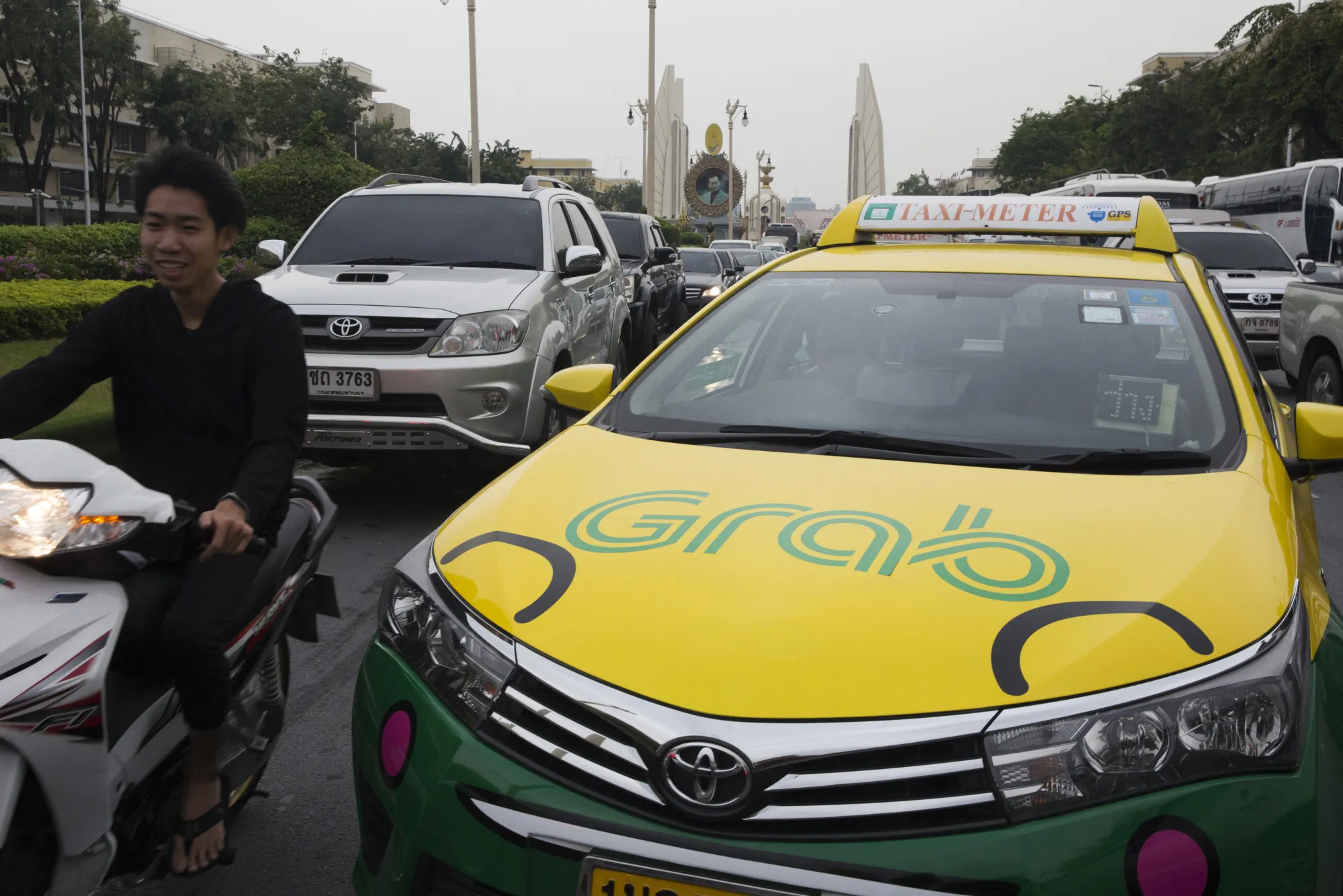 A Toyota Grab taxi in Bangkok.