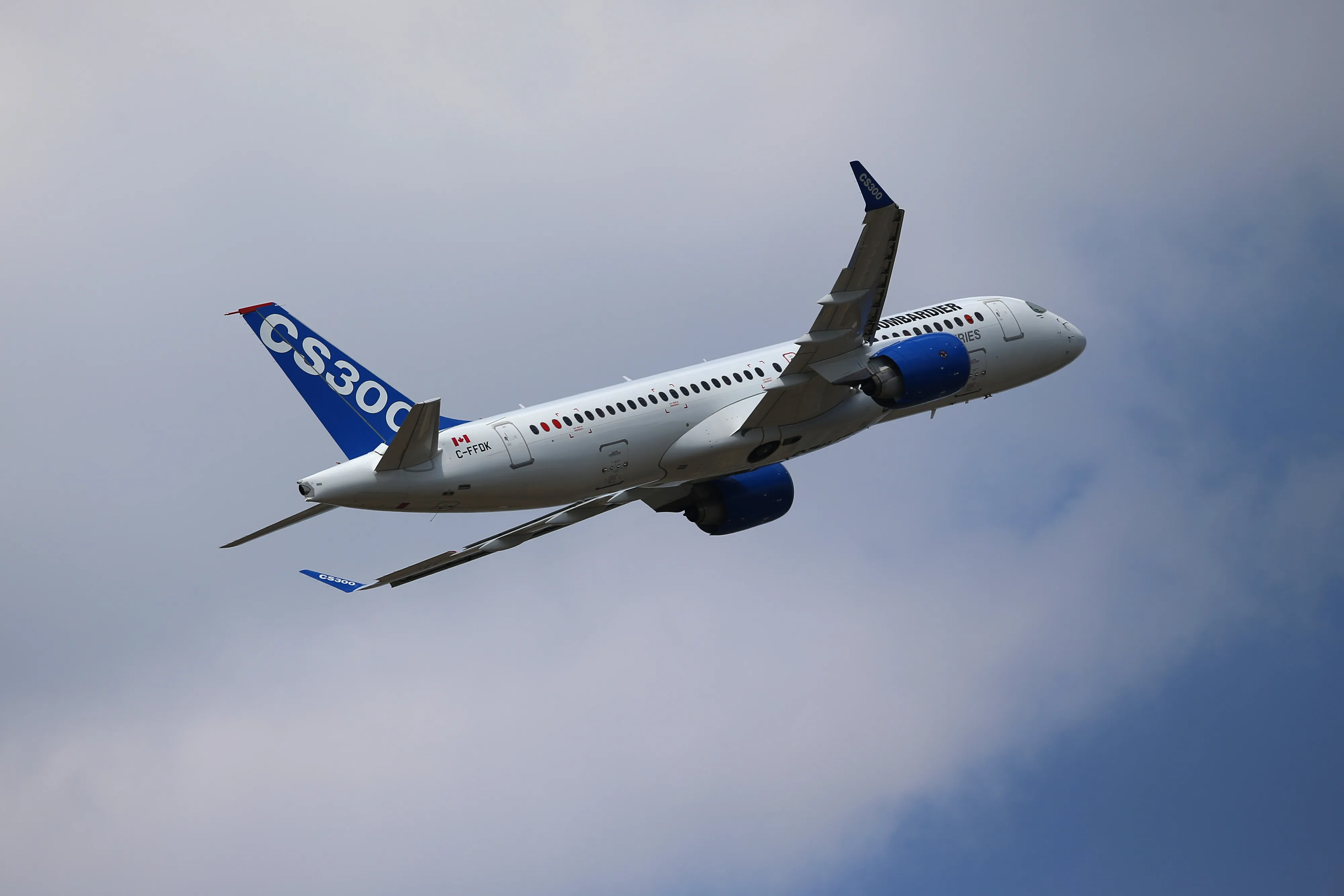 A Bombardier CS300 C Series aircraft.