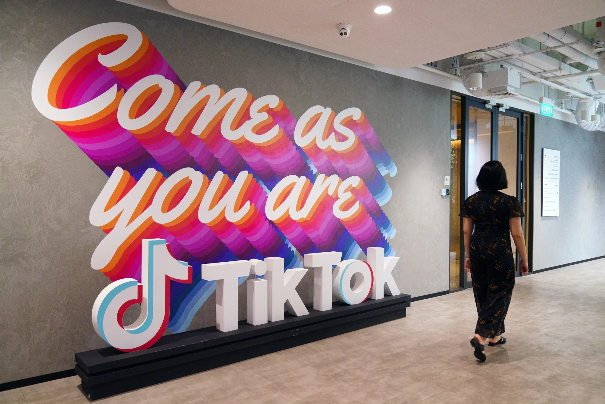 Signage at the TikTok Inc. offices in Singapore.