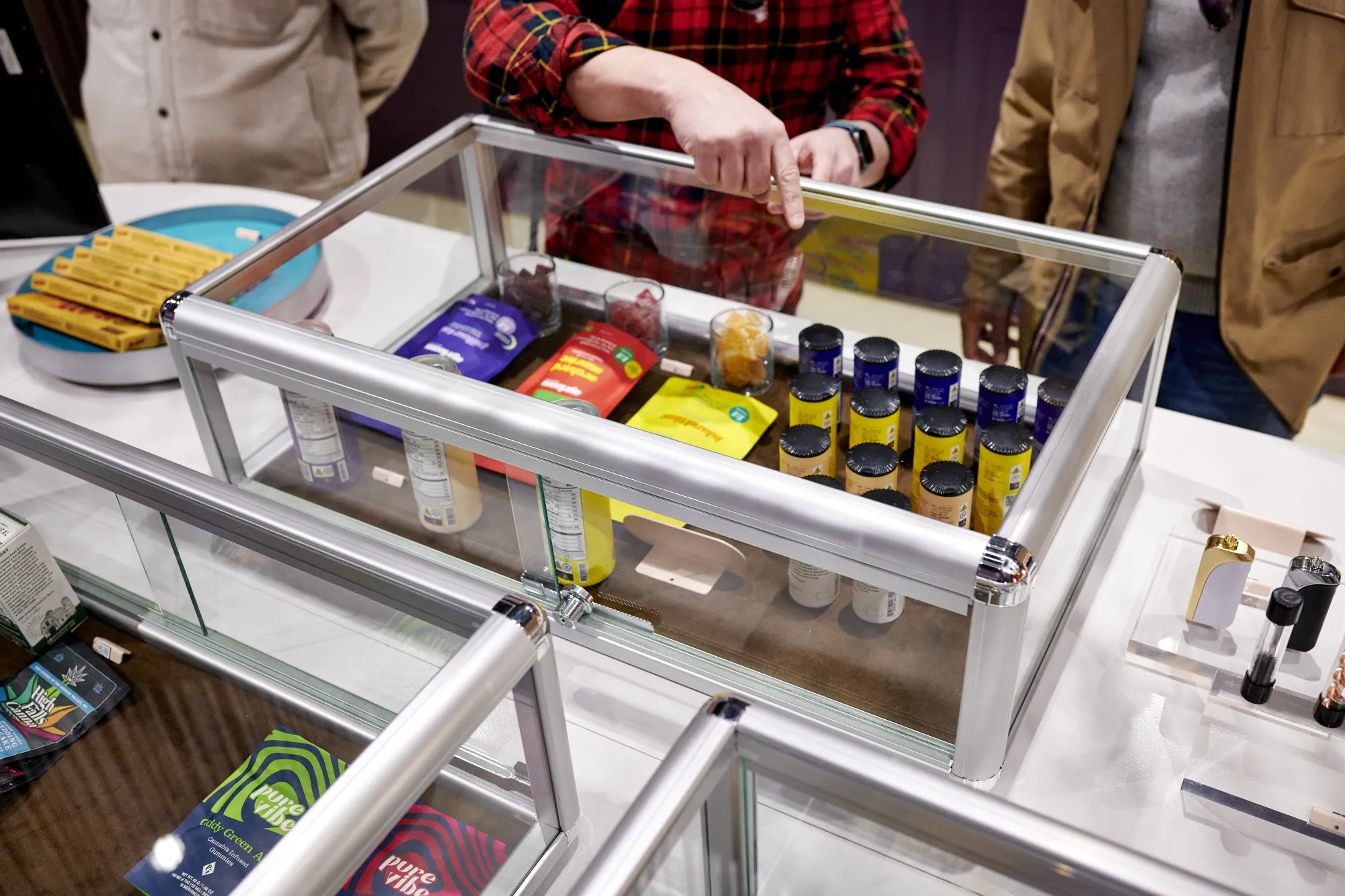 Customers shop at Union Square Travel Agency, a cannabis store in downtown Manhattan.