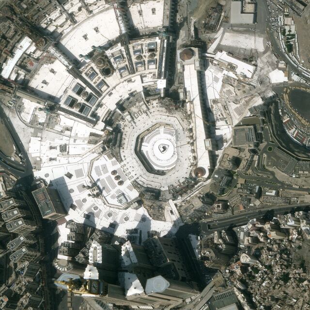 Kaaba Mecca satellite photo on March 10, 2020. 