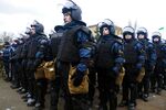 Ukrainian servicemen take part in drills held by the Ministry of Internal Affairs of Ukraine in Kalanchak, on Feb. 12.