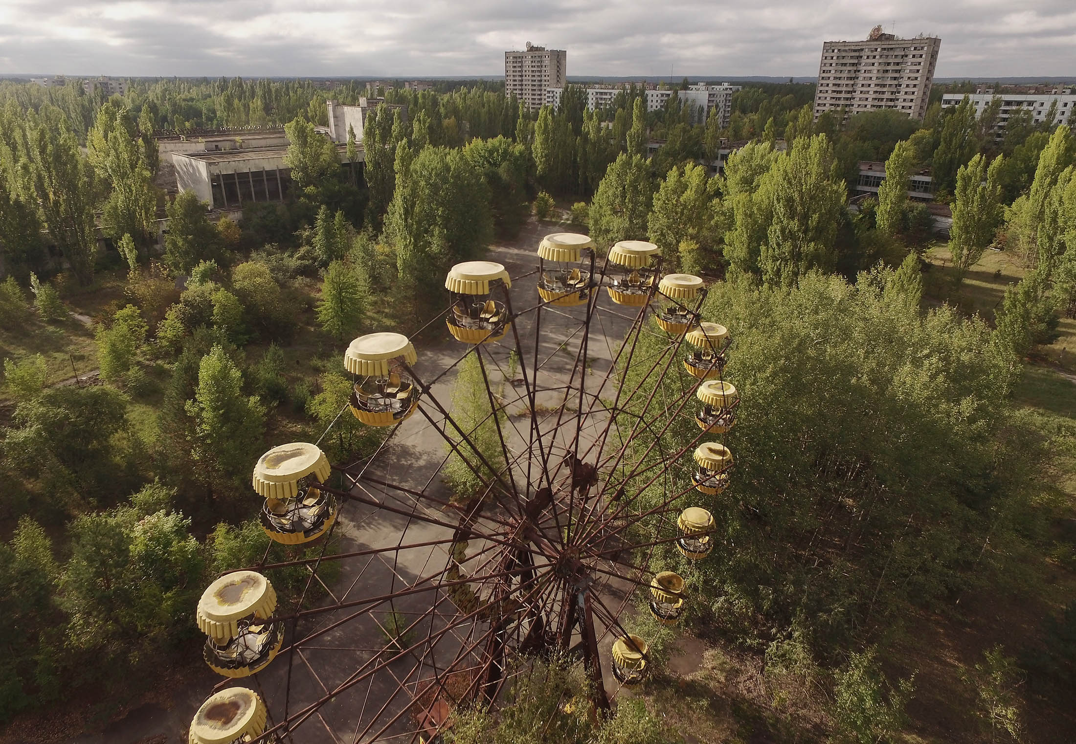 The small city of Pripyat,, a few kilometers from the Chernobyl nuclear power plant and was built in the 1970s to house the plant's workers and their families.
