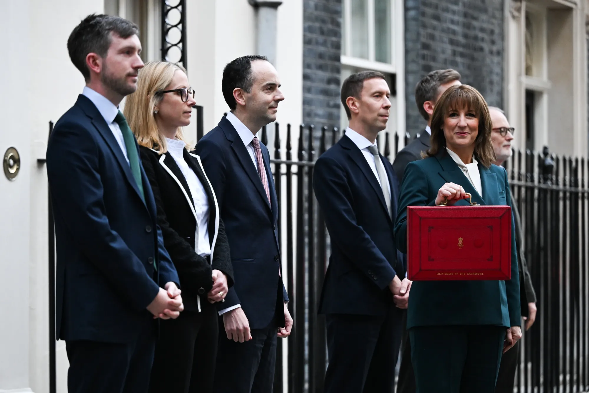 Rachel Reeves outside 11 Downing Street ahead of presenting her budget, on Nov. 26.