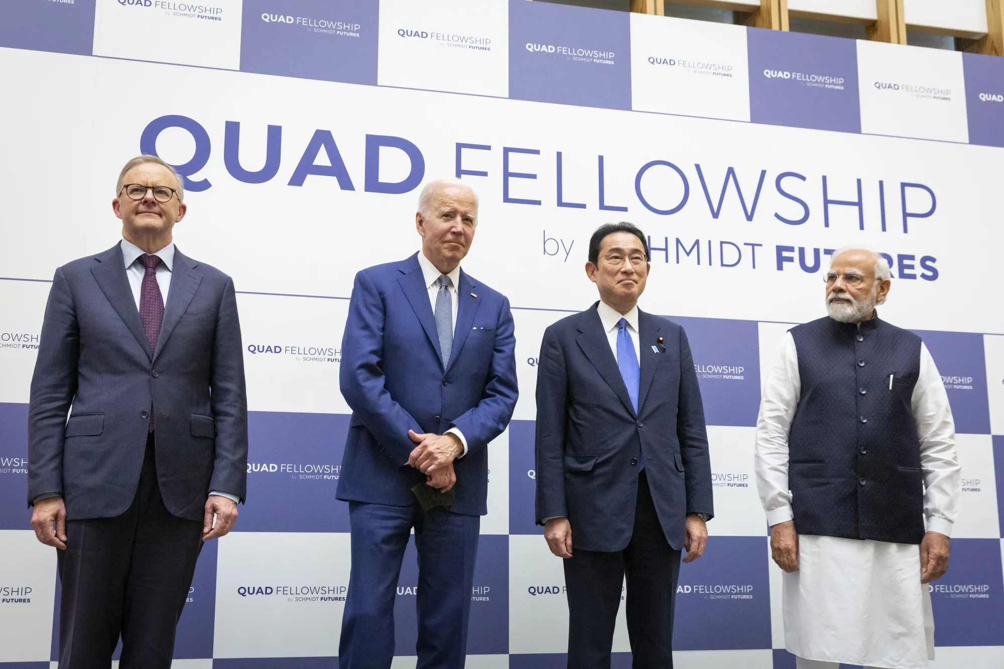 Anthony Albanese, left, President Joe Biden, Fumio Kishida, and Narendra Modi, right, attend the Quad leaders meeting in Tokyo, on May 24.