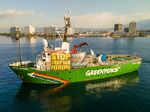 A Greenpeace vessel&nbsp;arrives in Kingston, Jamaica, at the start of a meeting of the&nbsp;International Seabed Authority.