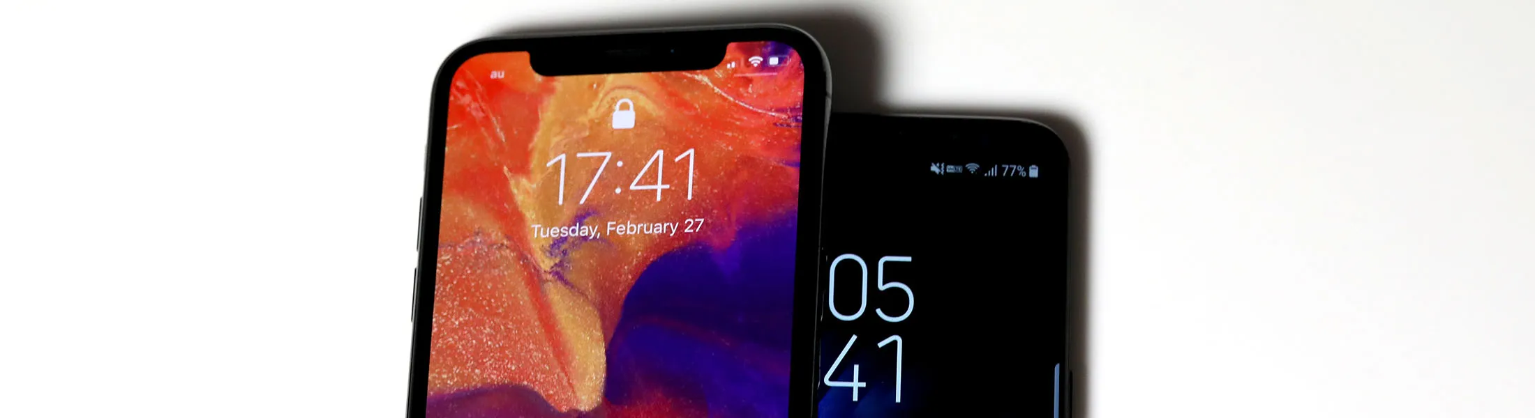 Samsung Galaxy S8 smartphone and Apple iPhone X smartphone