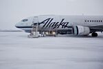 An Alaska Airlines Inc. plane sits on the tarmac at Deadhorse Airport (SCC) in Prudhoe Bay, Alaska.