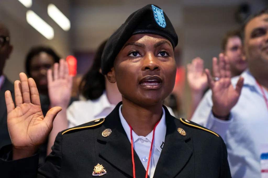 Army National Guard Pfc. Shamsiyyah Jibo, originally from Nigeria and now a&nbsp;citizen.