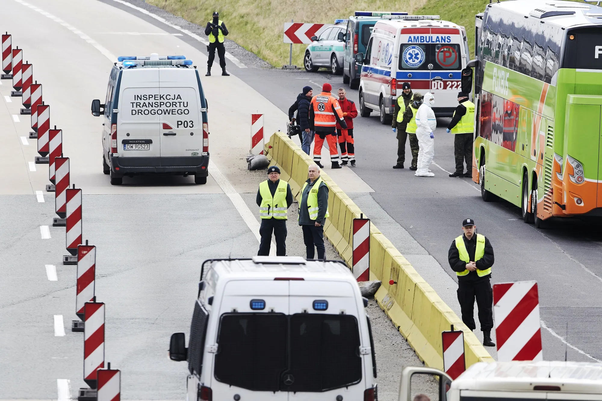 A coronavirus symptoms testing on the Polish border with Germany in Jedzrychowice, Poland, on March 10.
