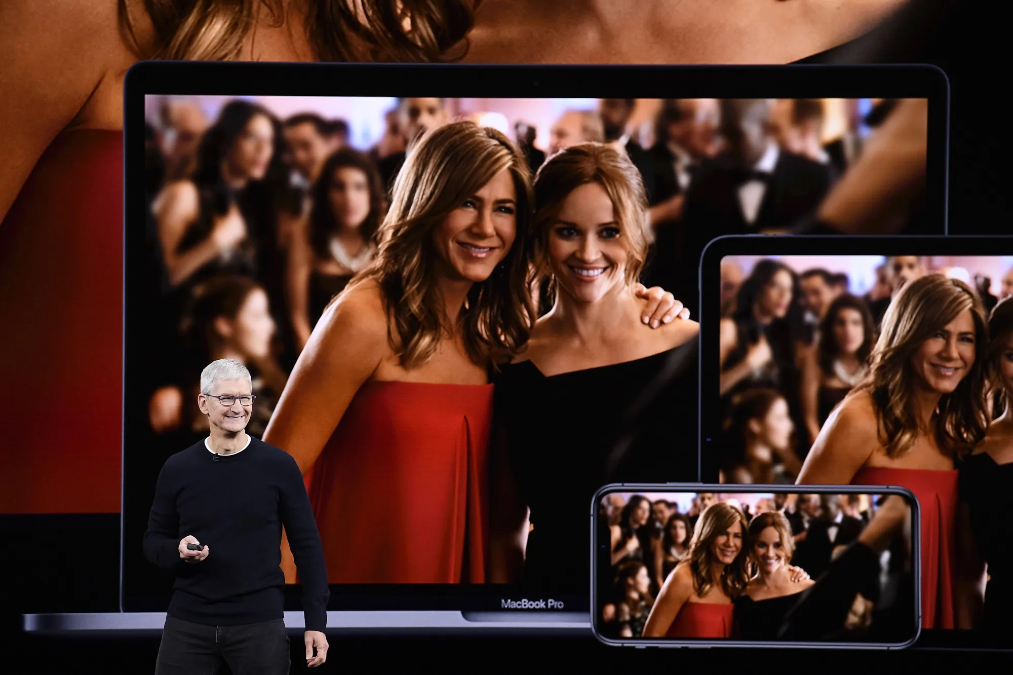 Tim Cook, CEO&nbsp;of Apple, speaks about Apple TV+ during an event in Cupertino, California in 2019.