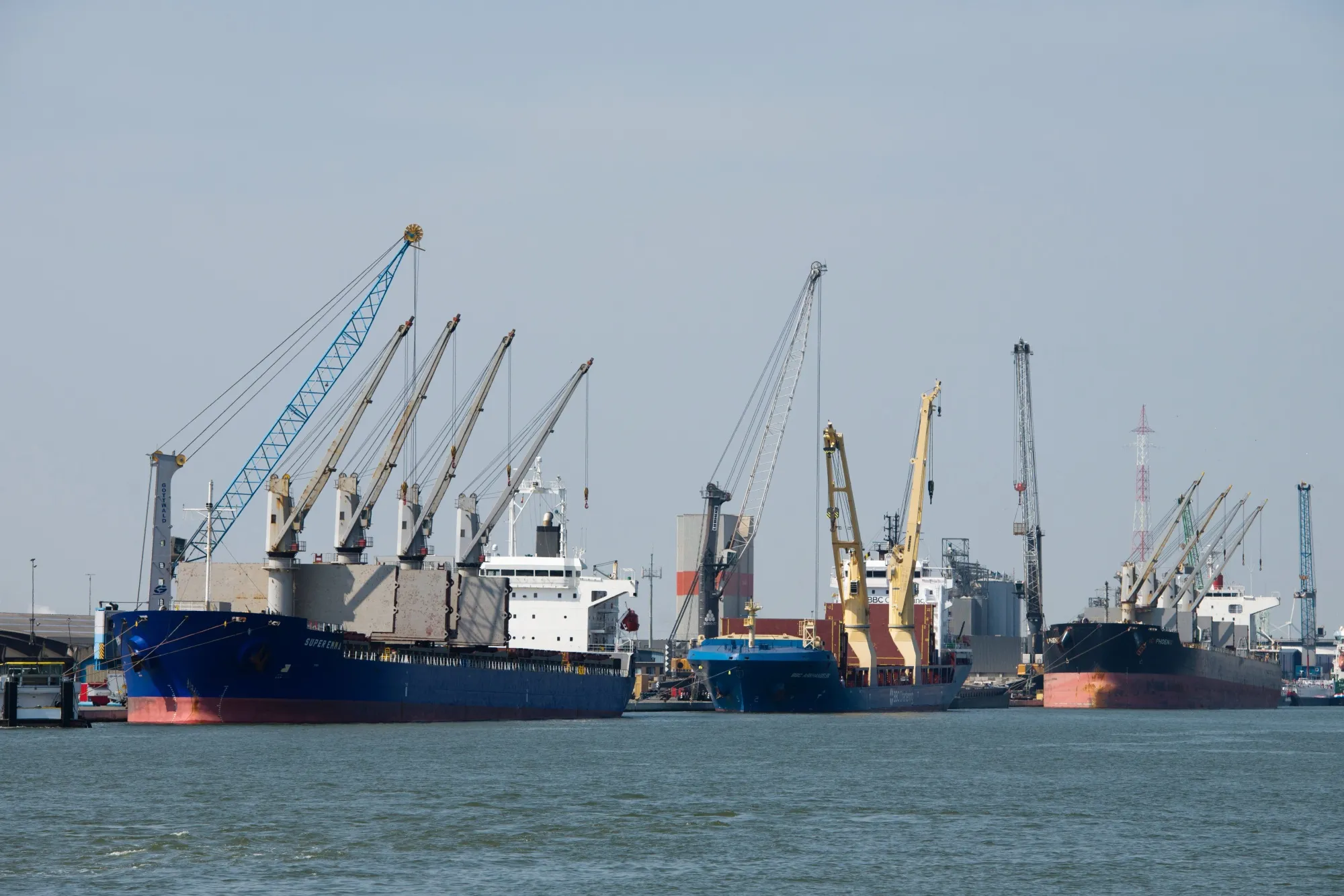 Bulk carriers at the Port of Antwerp-Bruges in Antwerp, Belgium.