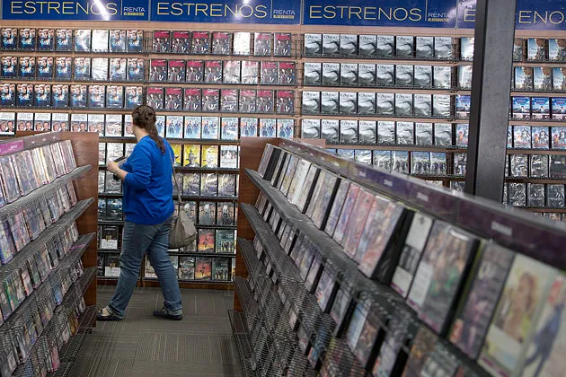 A customer browses at a Blockbuster store in Mexico City on Jan. 24