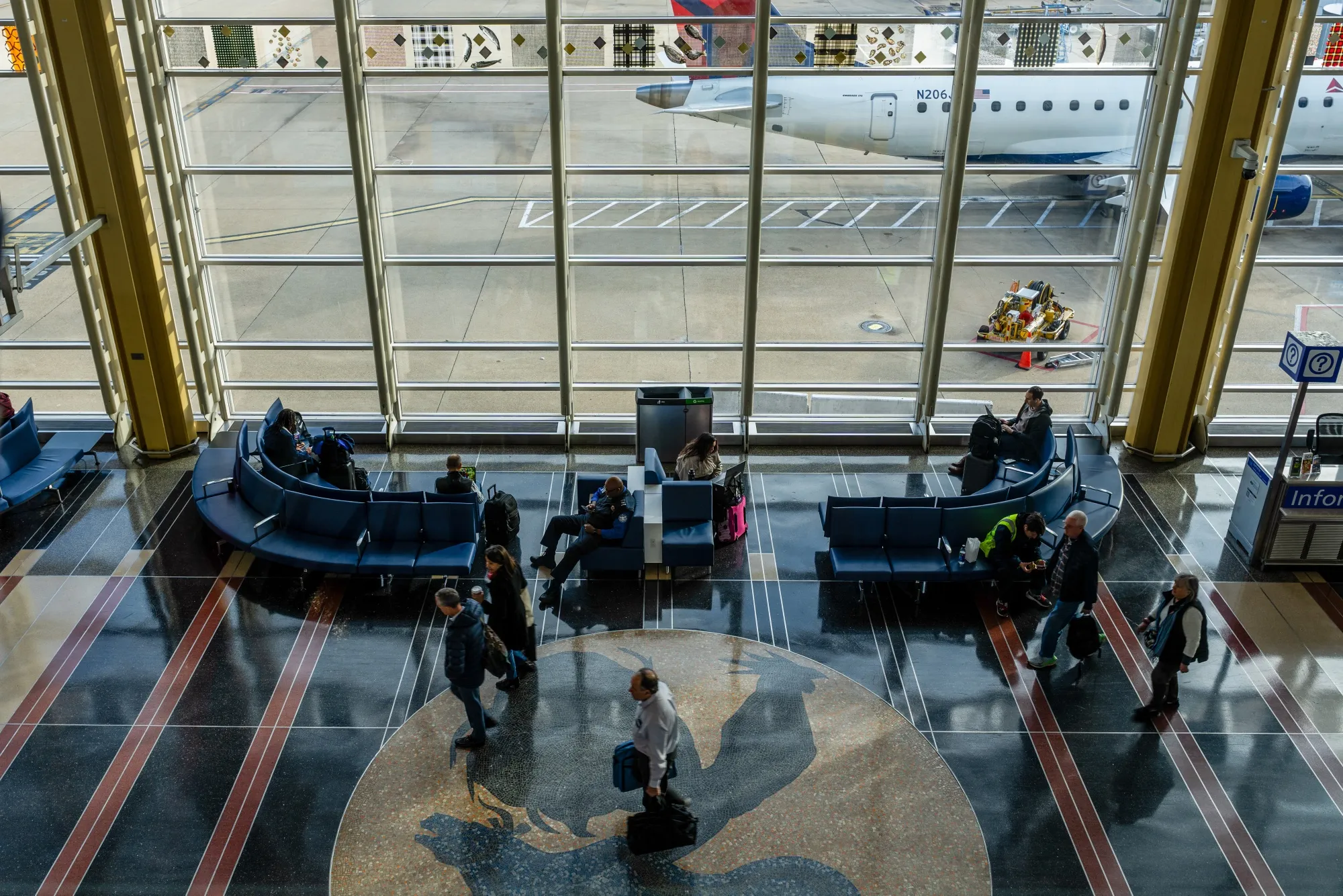 Travelers at Ronald Reagan Washington National Airport.