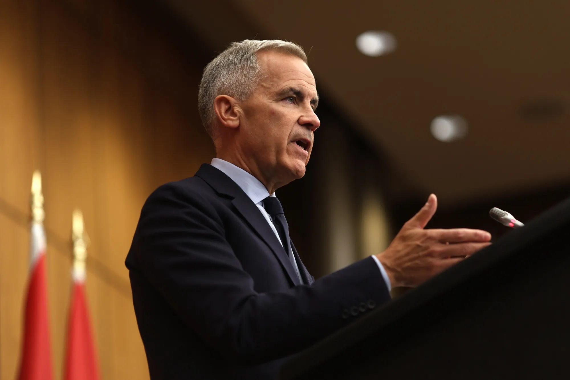 Mark Carney during a news conference in Ottawa, Ontario, Canada, on&nbsp;Aug. 22.