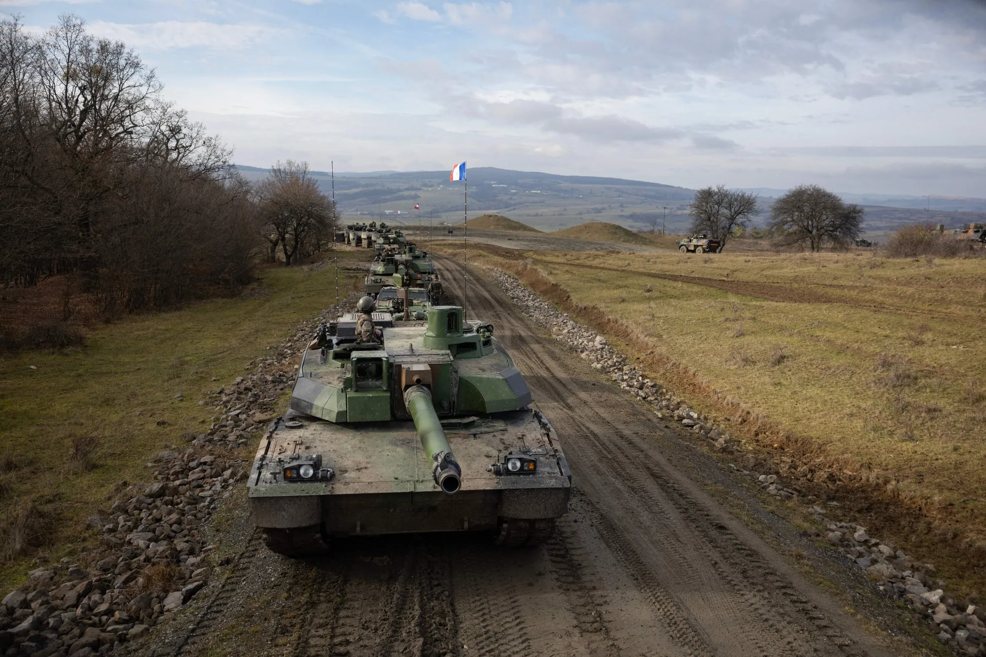 Tanks&nbsp;during an exercise with armoured vehicles and infantry in Romania.&nbsp;