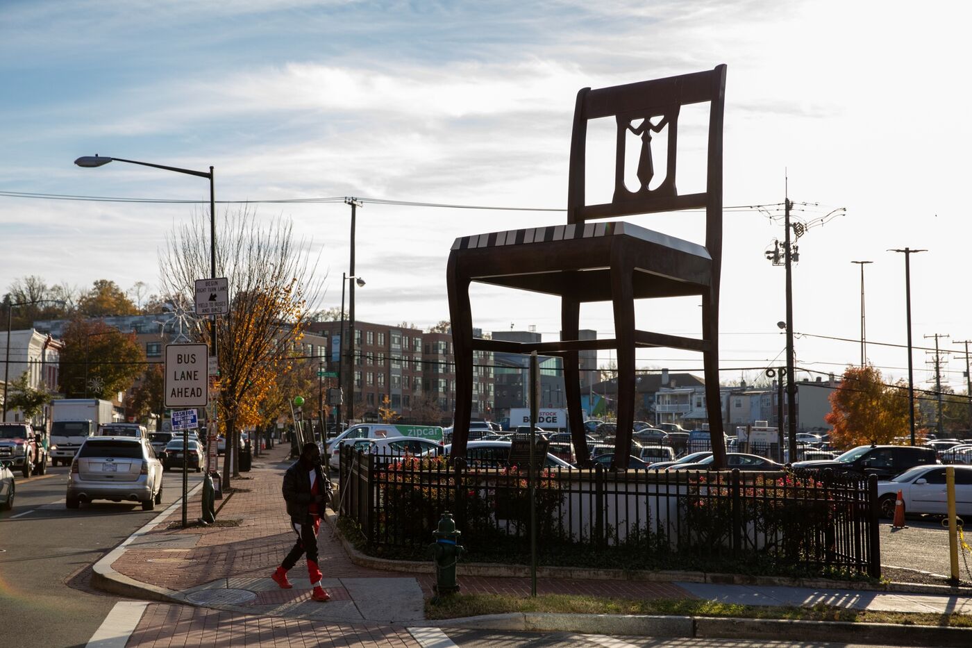 The Big Chair, a local art installation in Anacostia, Washington, D.C. The neighborhood was one of several where some residents were eligible for cash payments in the first year of the pandemic through a basic income pilot.