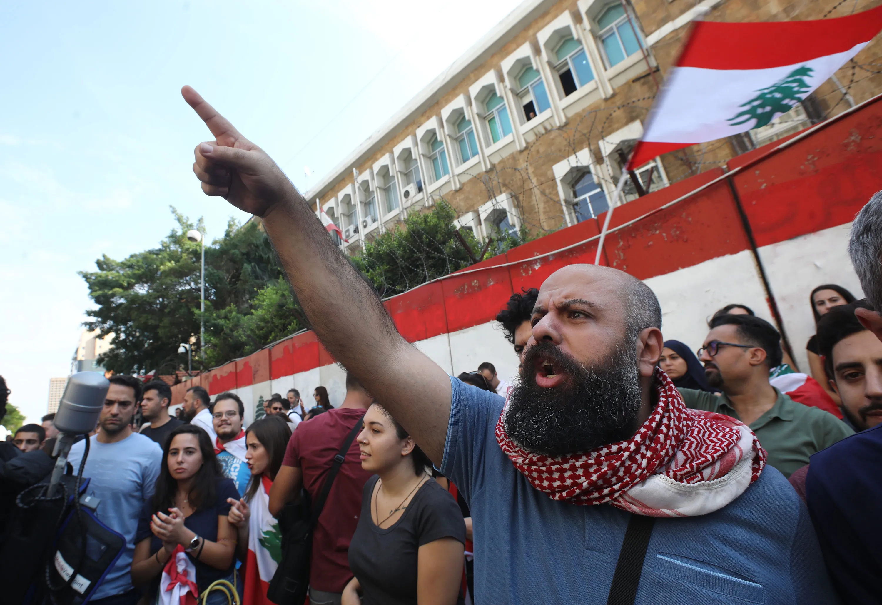 Protesters gather outside Lebanon’s Central Bank in Beirut on Nov. 11.