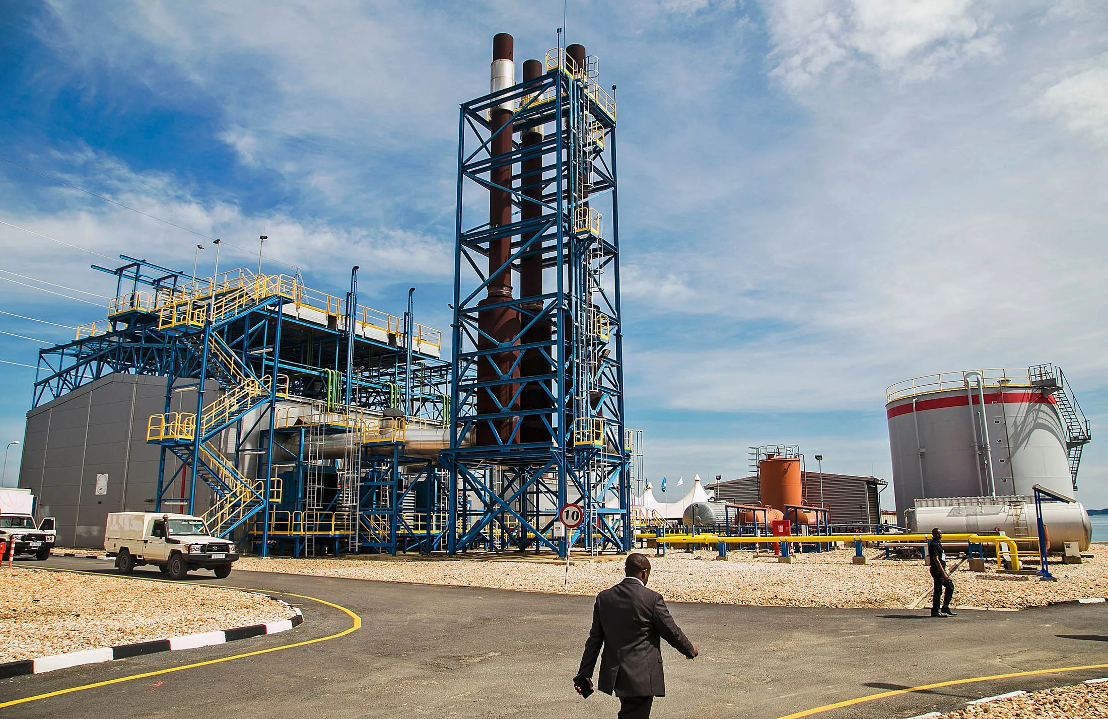 The KivuWatt methane power facility in lake Kivu.
